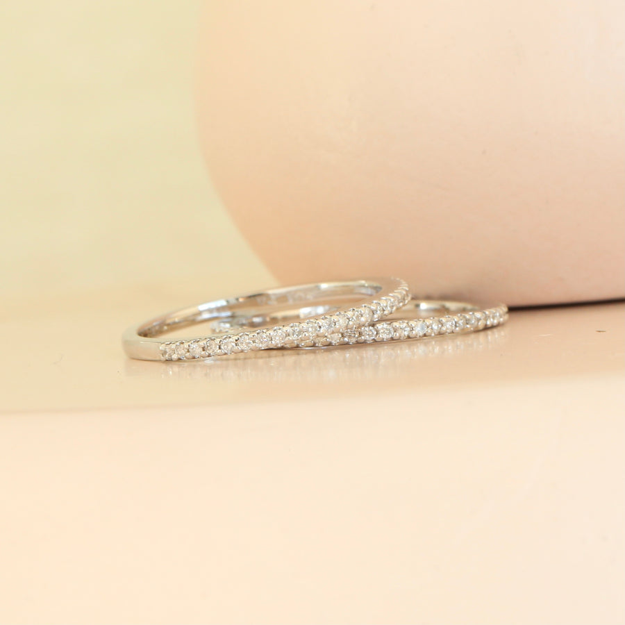 9ct White Gold Half Eternity Band with Diamonds