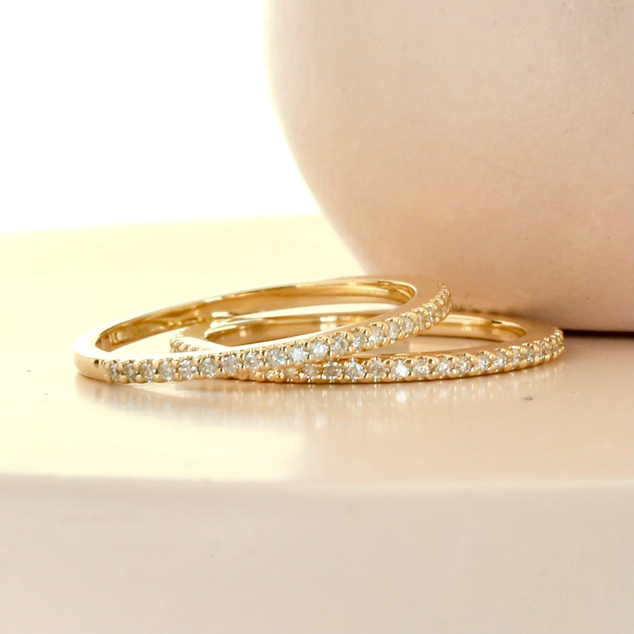 9ct Yellow Gold Full Eternity Band with Diamonds